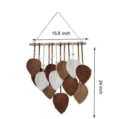 Jditngp DIY Macrame Leaf Wall Hanging Beginners Boho Wall Leaf Tapestry Kit Handmade Woven Tapestry Feather Wall Hanging DIY Macrame Kit for Adults Birthday Gift DIY Craft Kits 15.8" (Brown)