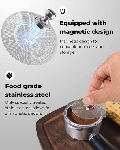 58mm Magnetic Dosing Funnel and Puck Screen Set - Espresso Coffee Dosing Ring - 19mm Anodized Aluminum with 8 magnetized Steel Compatible with 58mm Portafilter (Black)