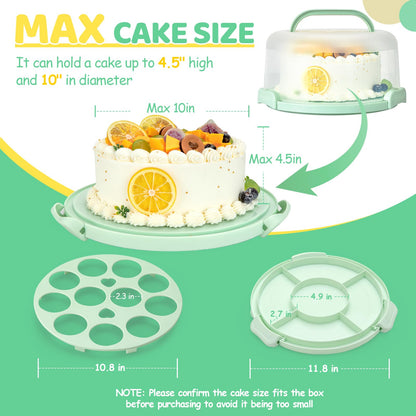 Ohuhu Cake Carrier with Lid and Handle, BPA-Free Cake Containers Cake Holder for 10 inch Cake with 2 Handles Cupcake Carrier - Plastic Cover Two Sided Base for Transport Pie Nuts Fruit Perfect Gifts