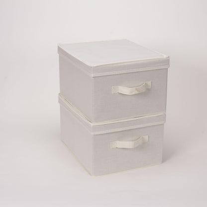 Household Essentials 113 Large Storage Box with Lid and Handle - Natural Beige Canvas