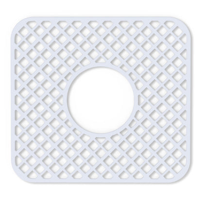 BEHOK 2 Pack Silicone Sink Protector for Kitchen Sink, Trellis Pattern 12 x 11" Sink Grid Mat Silicone Protectors, Center Drain, White