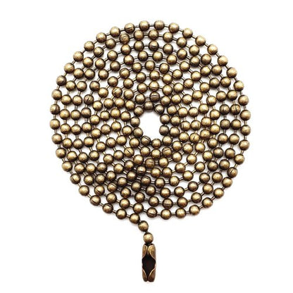 Ceiling Fan Pull Chain Extenders 4‑Pack – Four 39-Inch (1 Meter) Antique Brass Beaded Chains with Connectors, Fan and Light Pull Chain Extension for Fixtures