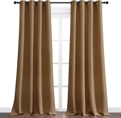 NICETOWN Blackout Curtains - 102-Inch Length, Noise-Reducing, 2 Panels in Gold Brown | W55 x L102 for Luxury Decor