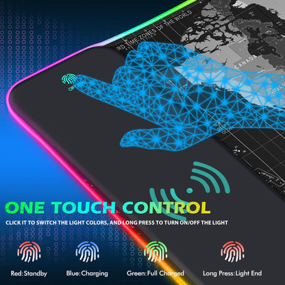 ToLuLu RGB Gaming Wireless Charging Mouse Pad, 5/7.5/10/15W 10 Light Modes LED Mouse Pad Computer Keyboard Mat Mousepad, 800x300x4MM Extended Large Desk Mat for Gaming, MacBook, Laptop, PC, Galaxy