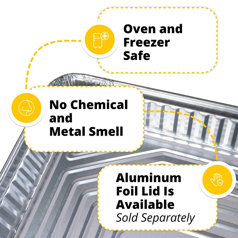 IDL Packaging Full Size Aluminum Steam Table Pans - Shallow, 21" x 13" x 1.5" (pack of 10) - Disposable Foil Pan for Grilling, Roasting, BBQ, Cooking, Baking, Freezing