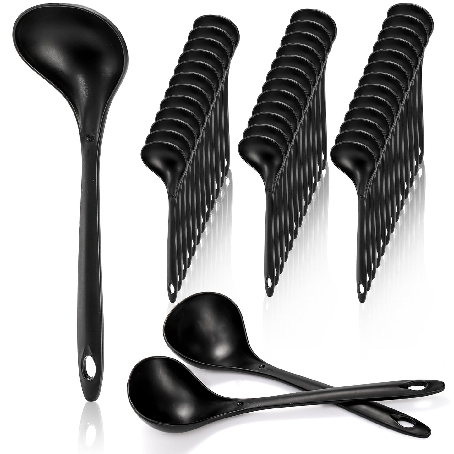 Acshio 40 Pack Plastic Ladle Spoons, 9 Inch Disposable Large Serving Spoons with Long Handle, Heat Resistant Soup Ladle Bulk for Party Catering Buffet Restaurant
