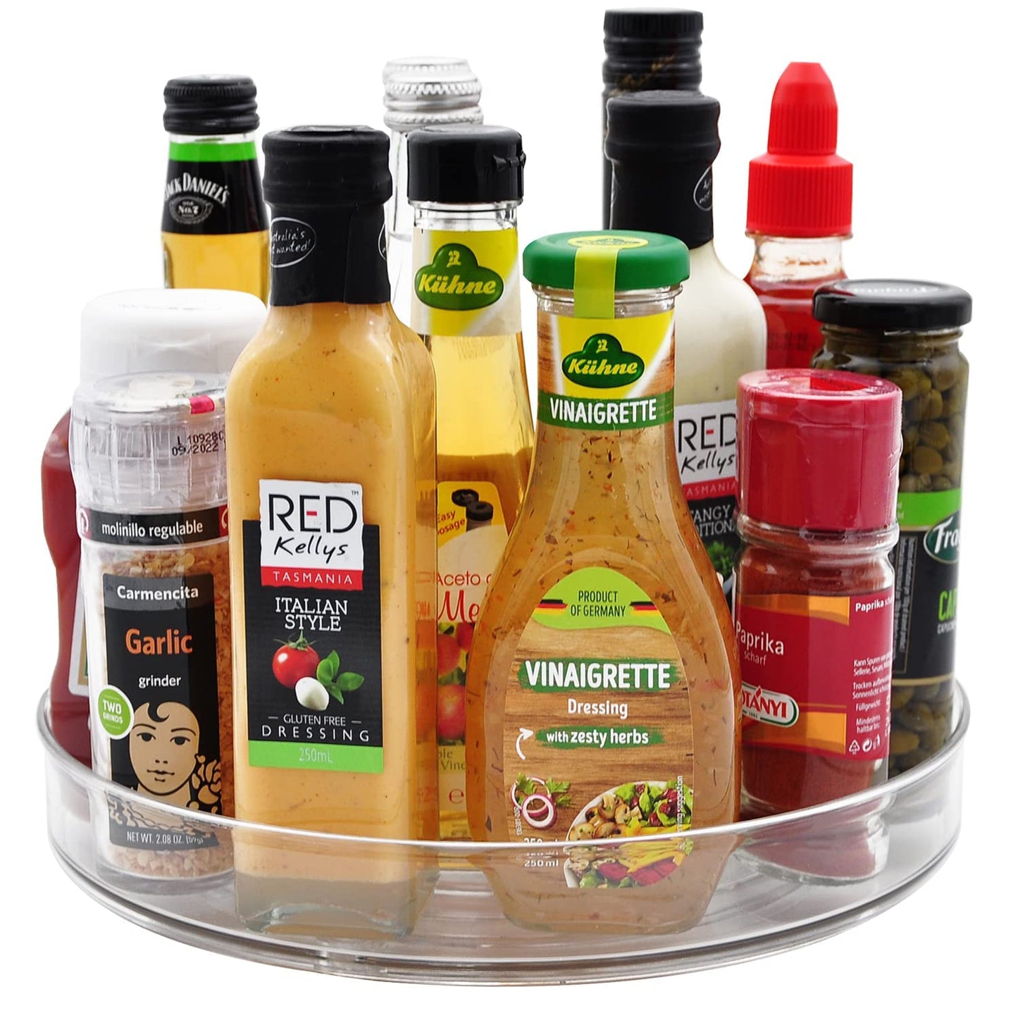 Amolliar 11" Clear Lazy Susan Organizer - 360° Rotating Turntable Organizer for Kitchen, Fridge, Pantry, Countertop, Under Sink & Bathroom, Spice Condiment Organizer Space-Saving Storage Tray 1 Pack