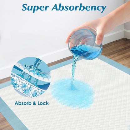 50 Count Super Absorbency Disposable Underpads, Leakproof Quick Drying Disposable Pads for Baby, Puppy and Adults, Disposable Changing Pads for Baby, Disposable Diaper Changing Pads, 17” x 13”, Blue