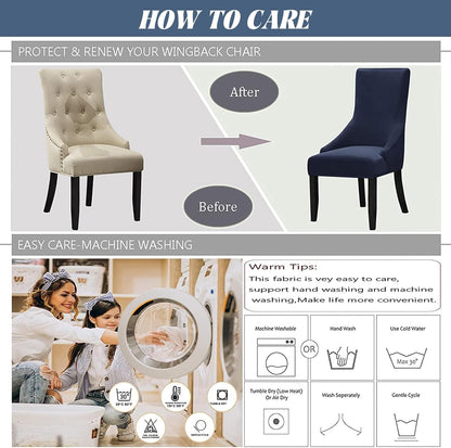 Wingback Side Chair Cover Slipcover Velvet Stretch Arm Chair Protector Accent Chair Cover Slipcover Washable