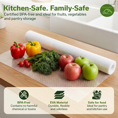 EVALAND Shelf Liners for Kitchen Cabinets Non-Adhesive 17.7" x 33 FT Clear Drawer Liner Non Slip, Washable Cabinet Liner, Waterproof Shelf Liners for Cabinets, Refrigerator Bathroom Pantry - Thickened