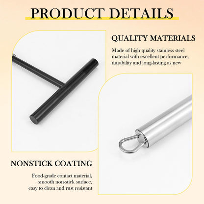 Crepe Spreader and Spatula Set - 2Pcs Stainless Steel T-Shaped Crepe Maker Tool with Nylon Handle, Even Thickness Distribution, Hanging Hole for Easy Storage for Baking and Cooking