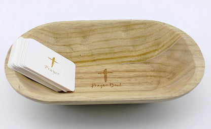 Fight Club Wood Prayer Dough Bowl, Christian Easter and Christmas Gifts, Rustic Farmhouse Decor with 24 Blessing Cards