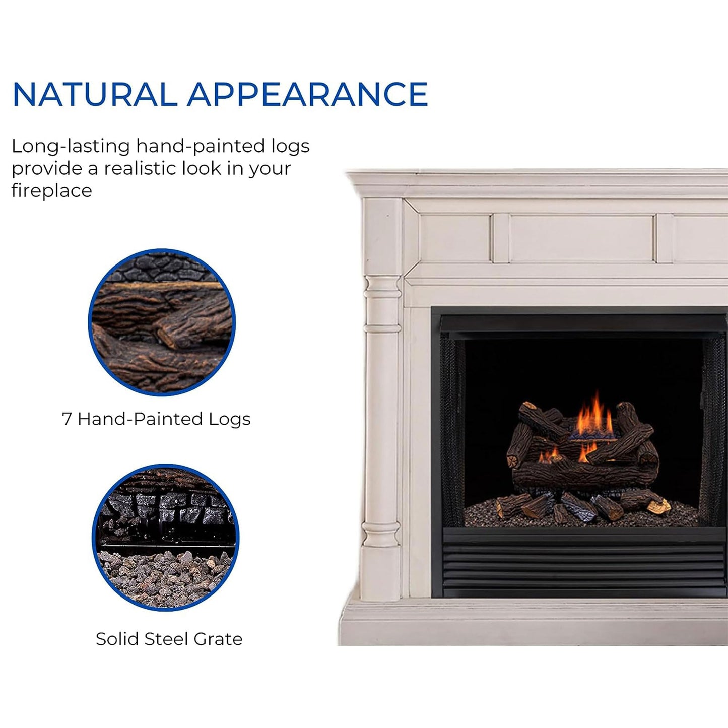 Duluth Forge DLS-18R-2 Dual Fuel Ventless Fireplace Logs Set with Remote Control, Use with Natural Gas or Liquid Propane, 30000 BTU, Heats up to 1000 Sq. Ft, Stacked Red Oak, 18 Inches