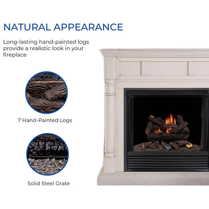 Duluth Forge DLS-18R-2 Dual Fuel Ventless Fireplace Logs Set with Remote Control, Use with Natural Gas or Liquid Propane, 30000 BTU, Heats up to 1000 Sq. Ft, Stacked Red Oak, 18 Inches