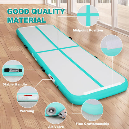 FBSPORT 20ft Inflatable Air Gymnastics Mat Training Mats 4 inches Thickness Gymnastics Tracks for Home Use/Training/Cheerleading/Yoga/Water with Pump
