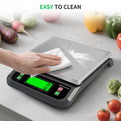 Large Digital Kitchen Scale 88lbs/40kg with 6 Unit Stainless Stee Food Scales with Tare and PCS Funtion LCD Display for Baking, Bread, Cooking, Meat, Vegetables, Farm with Adapter Grey