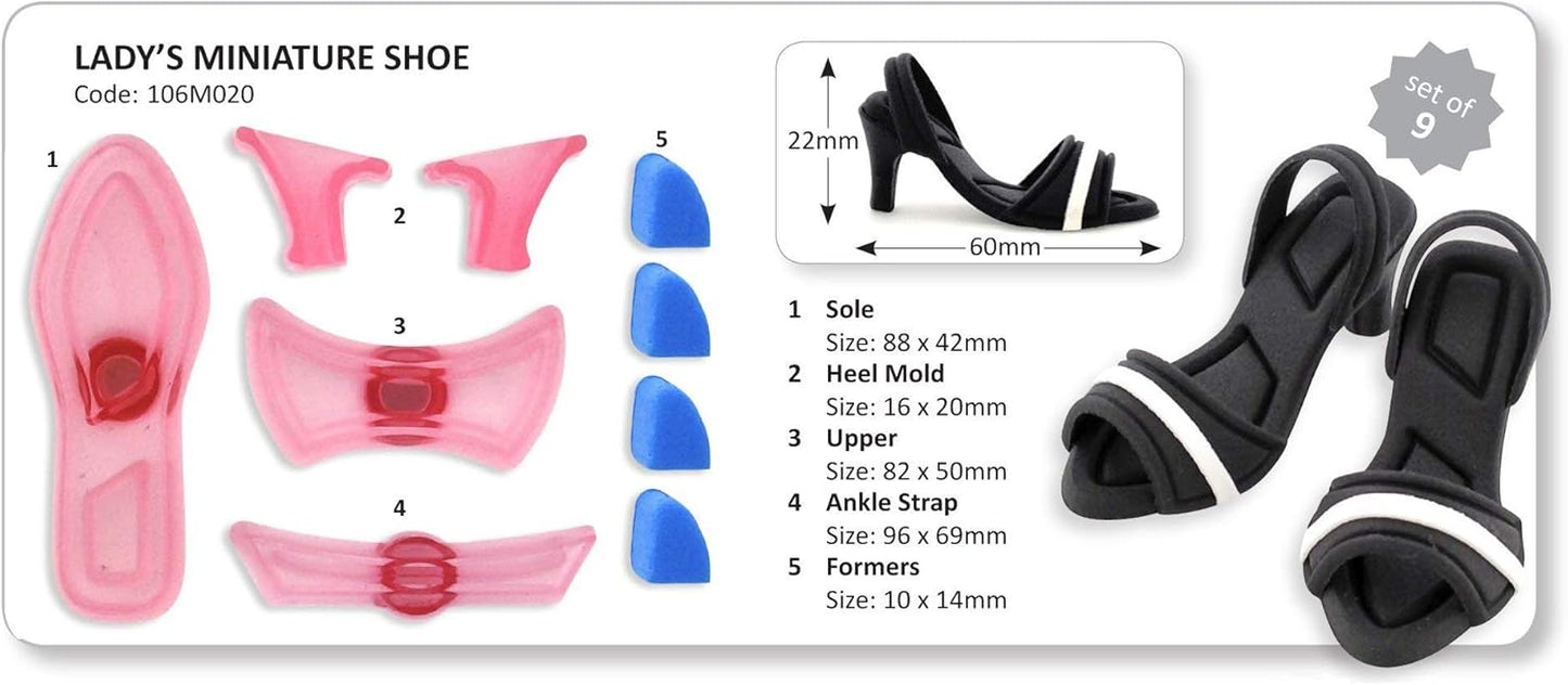 JEM Lady's Miniature Shoe Fondant Cutters, Set of 9 for Cake Decorating