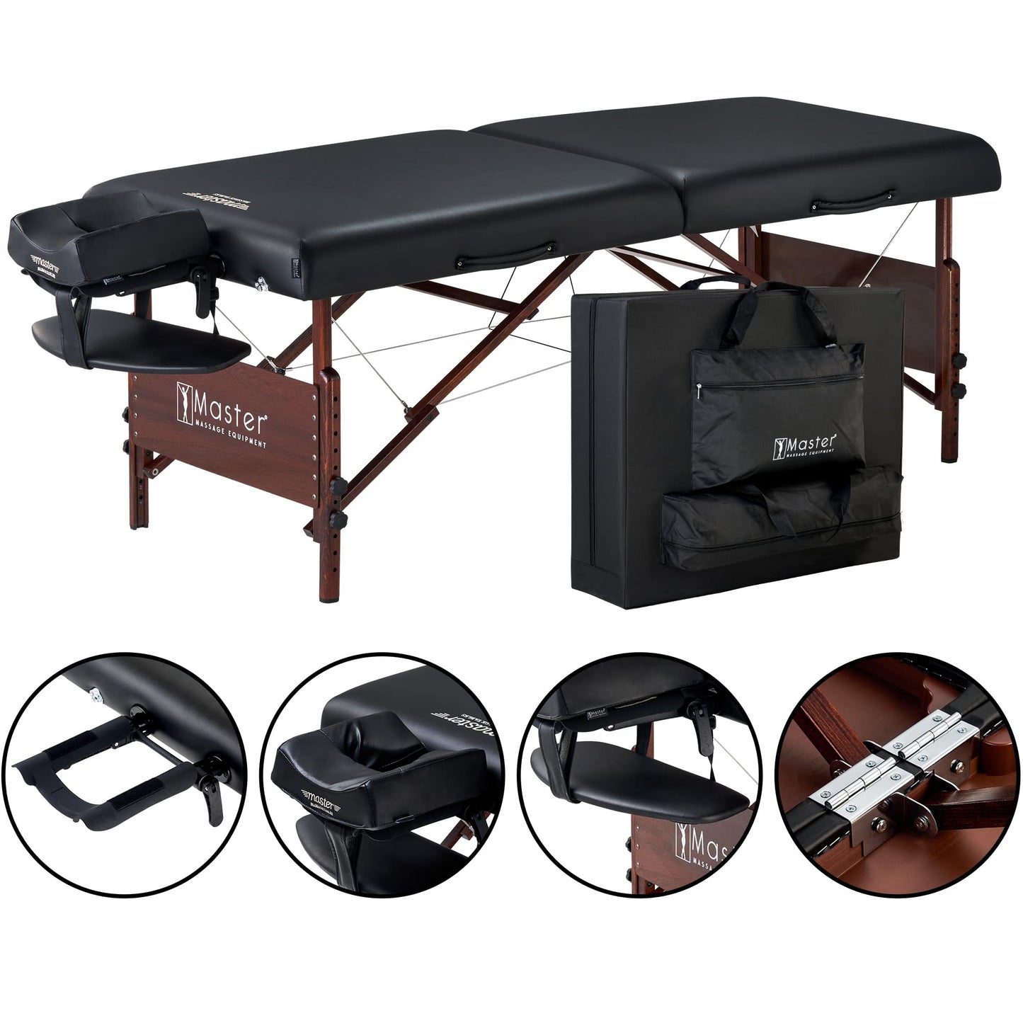 Master Massage 30" Del Ray Pro Portable Massage Table, 750lbs Working Capacity, 3" Cushioning, Black