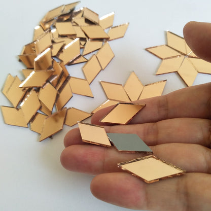 Mirror Mosaic Tiles, 200PCS Diamond Shaped Tiles, Mosaic Supplies, Craft Supplies, Mosaic Part Real Glass Mirrors (Rose Gold Mirror, 1/2x1inch)