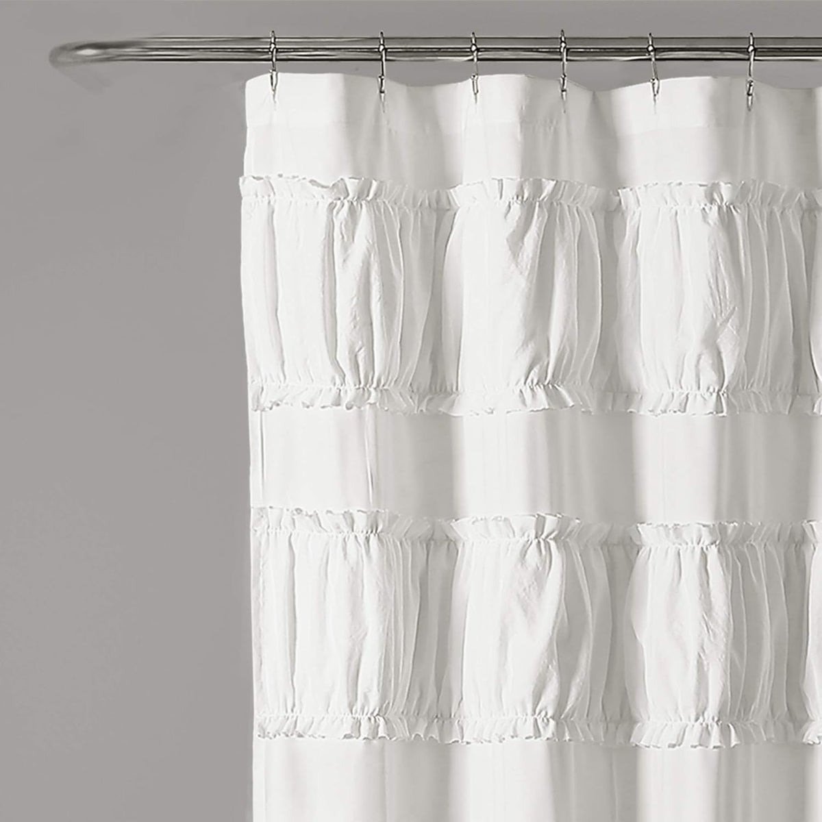 Lush Decor White Nova Ruffle Shower Curtain - 72" x 72"