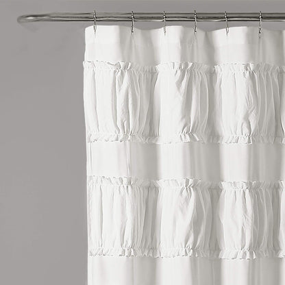 Lush Decor White Nova Ruffle Shower Curtain - 72" x 72"