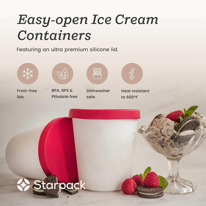 Starpack 'Freeze the Day' Ice Cream Storage Container, 2 Pcs, 1 Quart for Homemade Dessert