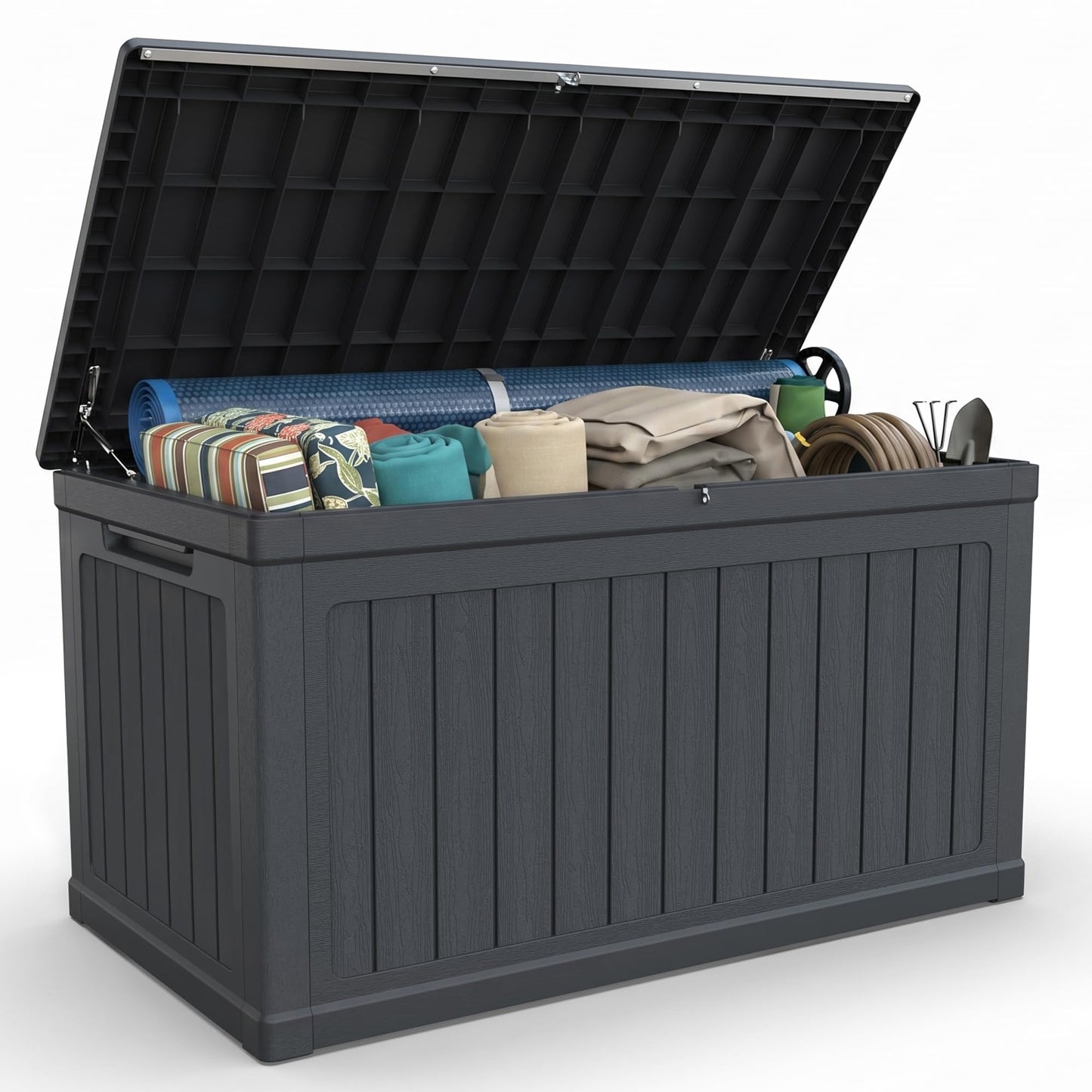 Cirui 270 Gallon Deck Box, Lockable Waterproof Storage Box, Outdoor Storage Bin for Package Delivery, Patio Cushions, Gardening Tools，Pool Accessories and Sports Equipment (Black,270 Gallon)