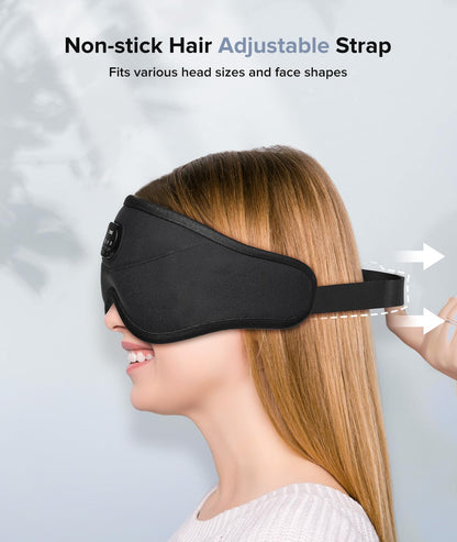TOPOINT Sleep Mask with Bluetooth Headphones, Breathable Silk Eye Mask for Sleeping Men Women, Bluetooth Sleep Mask Blackout with Speakers, Microphone Handsfree, USB C for Travel Meditation Gifts