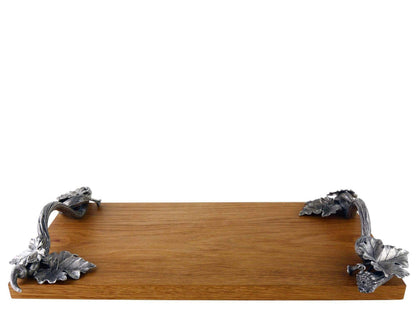 Vagabond House Pewter Autumn Vine Cheese Board Charcuterie Wood/Bar Board Acacia Hard Wood 10 inch Wide x 18 inch Long x 3 inch Tall
