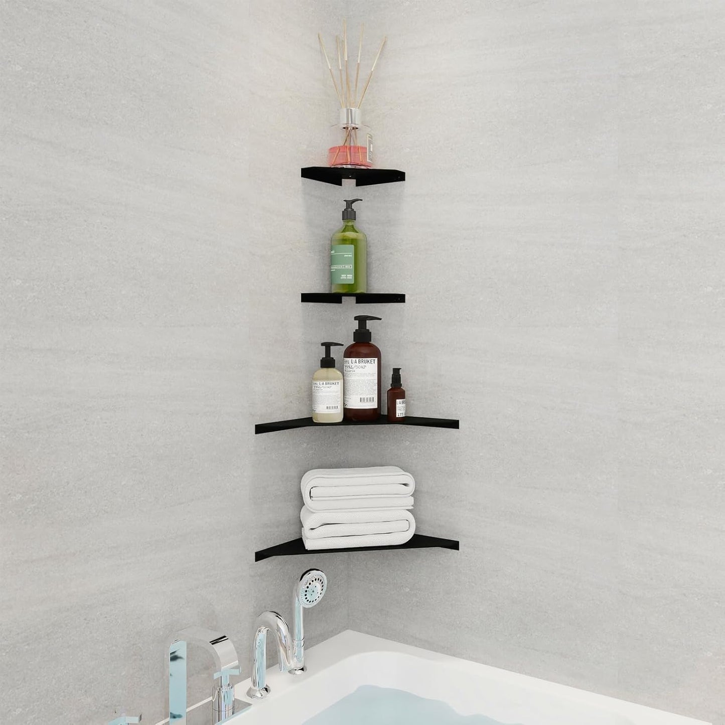 YUjieSTC 3.0mm Rooms(6 Corner Shelf, Aluminum Alloy Corner Shelf Wall Mounted, for Bathrooms,Offices