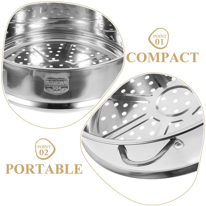 Hemoton 12 Inch Stainless Steel Steamer Basket Multi-Functional Kitchen Steamer Insert for Vegetables Seafood Eggs with Even Heat Distribution and Dishwasher Safe