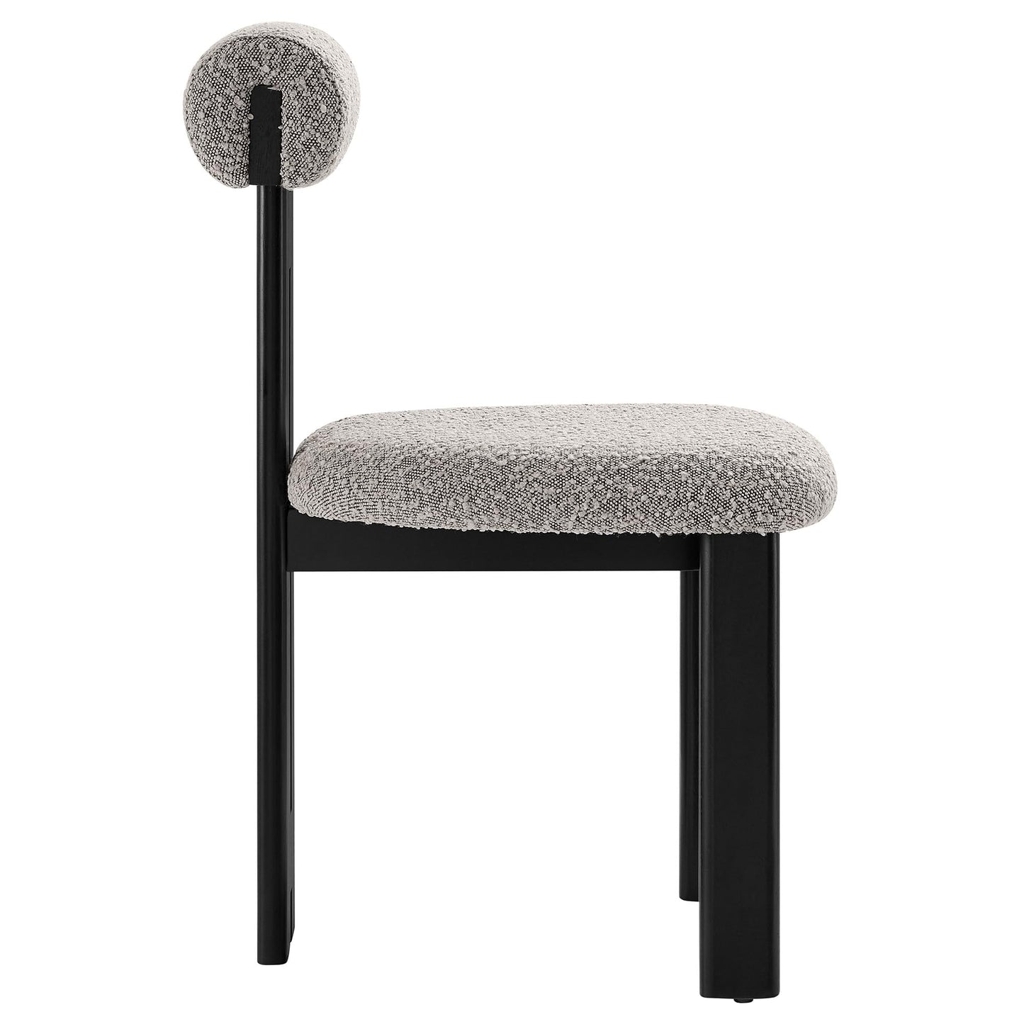 Modway Torian Upholstered Boucle Dining Chairs Set of 2 in Wenge Taupe - 3-Legged Farmhouse Kitchen Chairs - Mid-Century Modern Armless Accent Chairs - Comfortable Side Chairs with Wood Legs