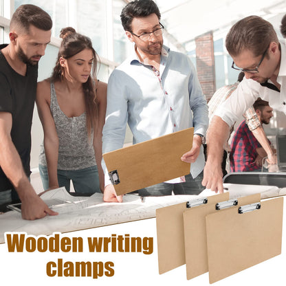 Henoyso 8 Pcs 11x17 Clipboard Wooden Horizontal Lap Board Extra Large Wood Clip Board with Low Profile Clip Desk Brown Landscape for Drawing Sketch Art for Classroom Office School Architects