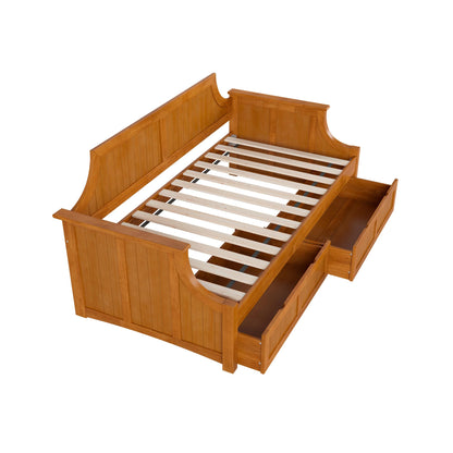 AFI, Cambridge Twin Size Wood Daybed Frame with 2 Storage Drawers, Light Toffee