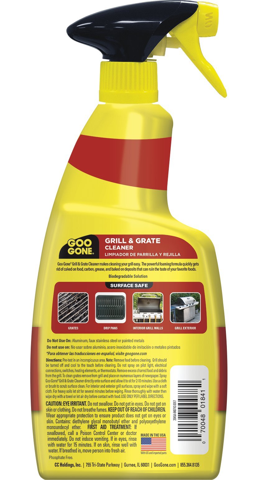 Goo Gone Grill and Grate Cleaner Spray (2 Pack) Cleans and Degreases BBQ Cooking Grates and Racks, Pellet and Electric Smokers- 24 Ounce