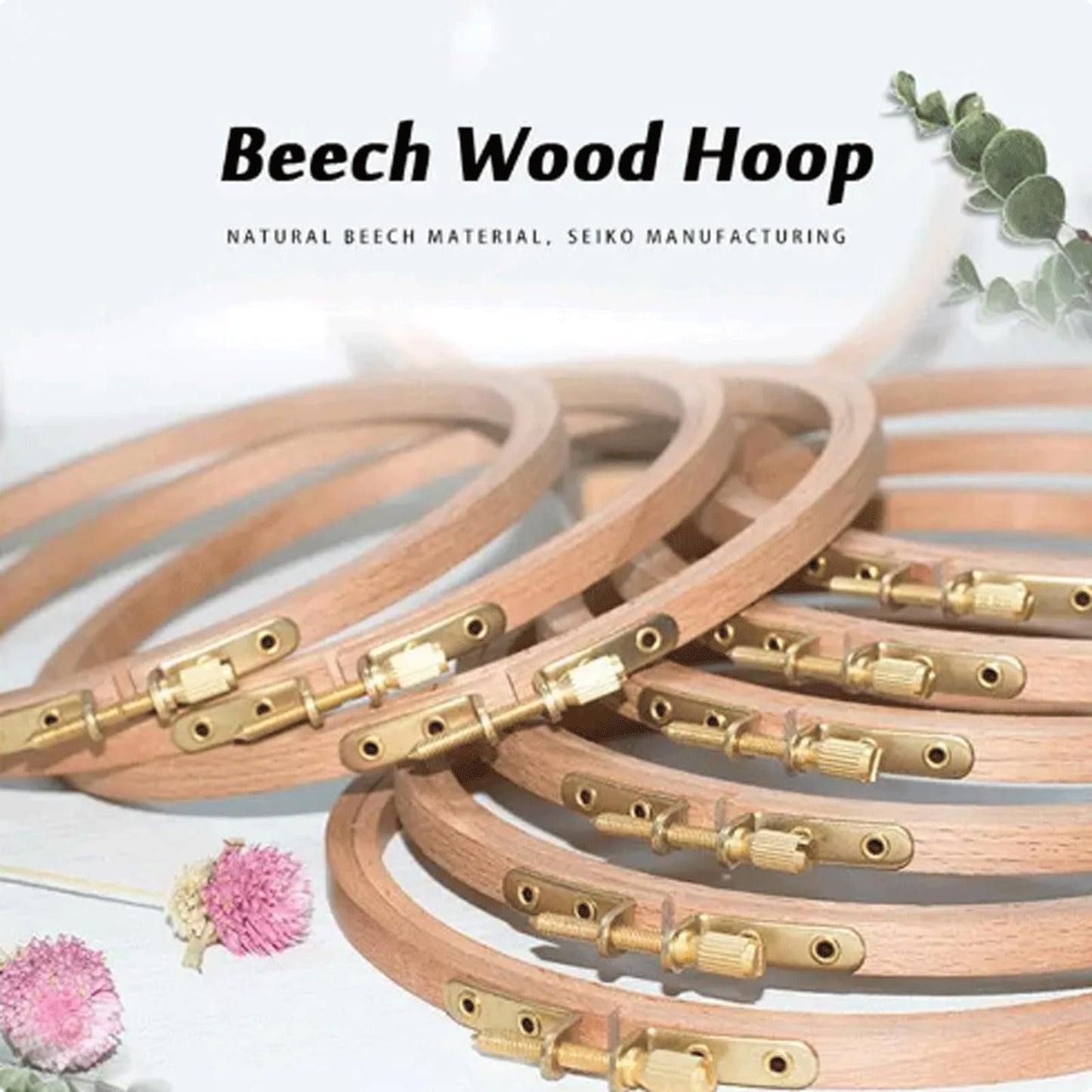 KRILLIQ Embroidery Stand Wooden Large Embroidery Hoop Set of 10 Circle Embroidery Frame Cross Stitch Scroll Frame for Quilting Needlepoint Needlecraft