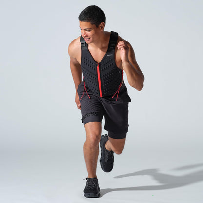 Omorpho G-Vest Sport, Weighted Vest, Black/Red, 6 lb Fixed Weight, Adjustable Fit, S-M/L-XL, for Running, Endurance Training, High-Intensity Athletics (Black/Red, S-M)