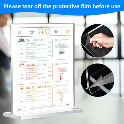 12 Pack Acrylic Sign Holder 8.5 x 11, Double-Sided Clear Sign Holder Plastic Stands for Display, T Shape Acrylic Table Sign Stands for Office Store Restaurants Wedding Party Decoration