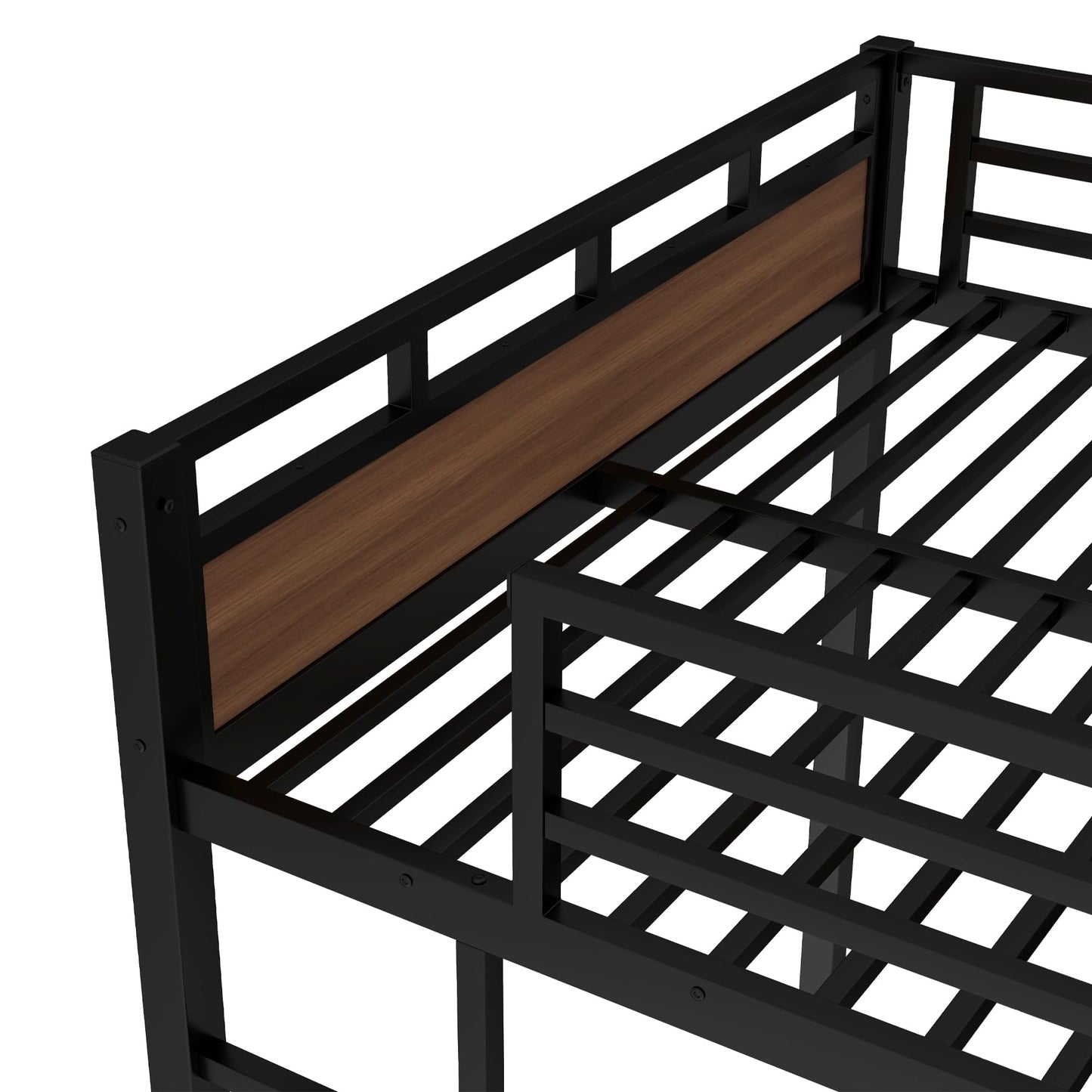 Bellemave Queen Over Queen Bunk Bed, Separable Bunk Beds for Kids & Adults, Converts to Loft Bed and Platform Bed, Heavy Duty Metal Bunkbed with Guardrails, No Box Spring Needed, Walnut