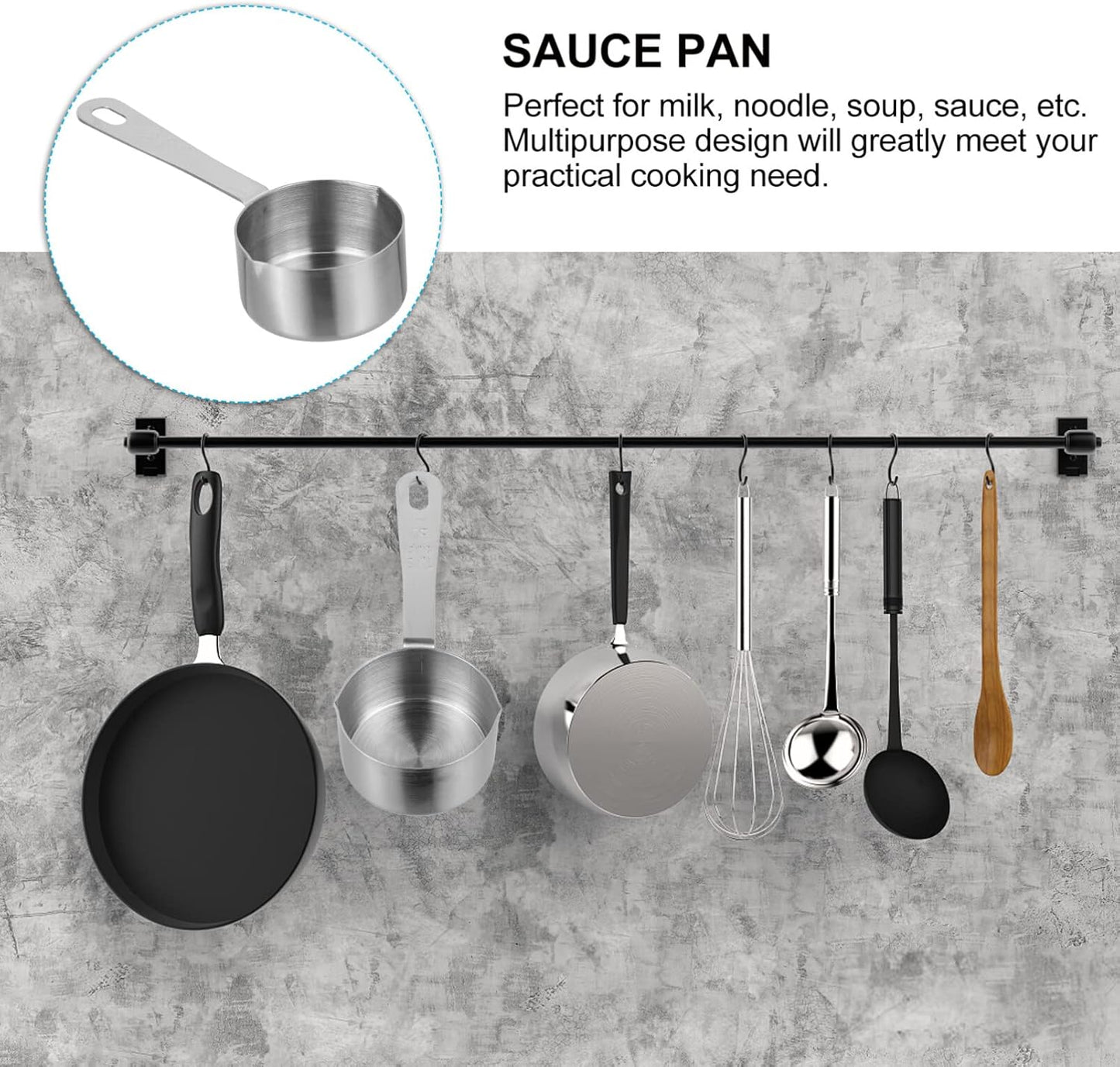 Hemoton Mini Sauce Pan, Stainless Steel Butter Warmer Pot, Milk Warmer, Chocolate Melting Pot, 80ml