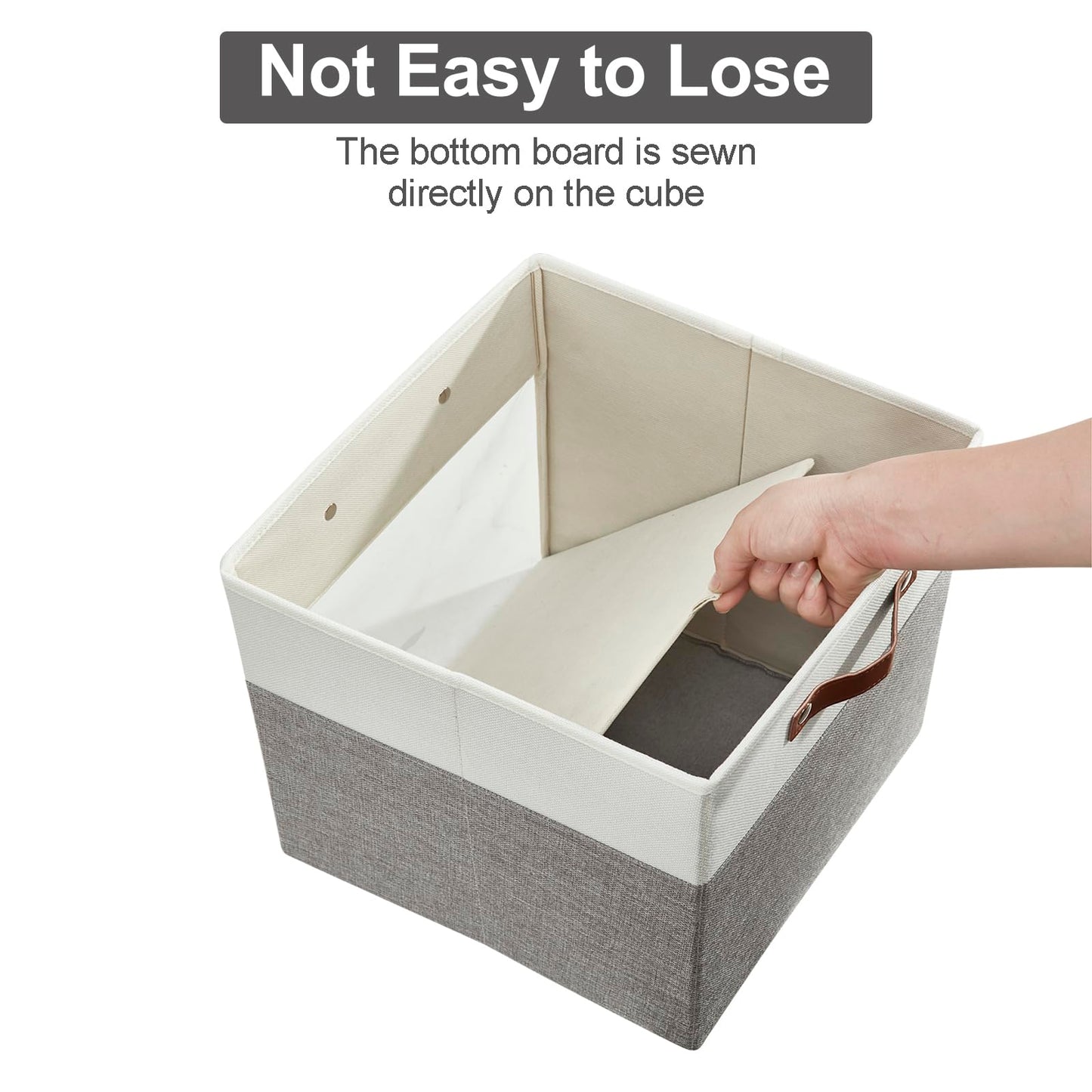 Bagnizer Storage Cubes, 4 Pack Linen Foldable Storage Bins (13 x 13 inch) with Clear Window and 2 Handles, Closet Organizers and Storage for Shelf Closet, Clothes, Books - (Gray and White)