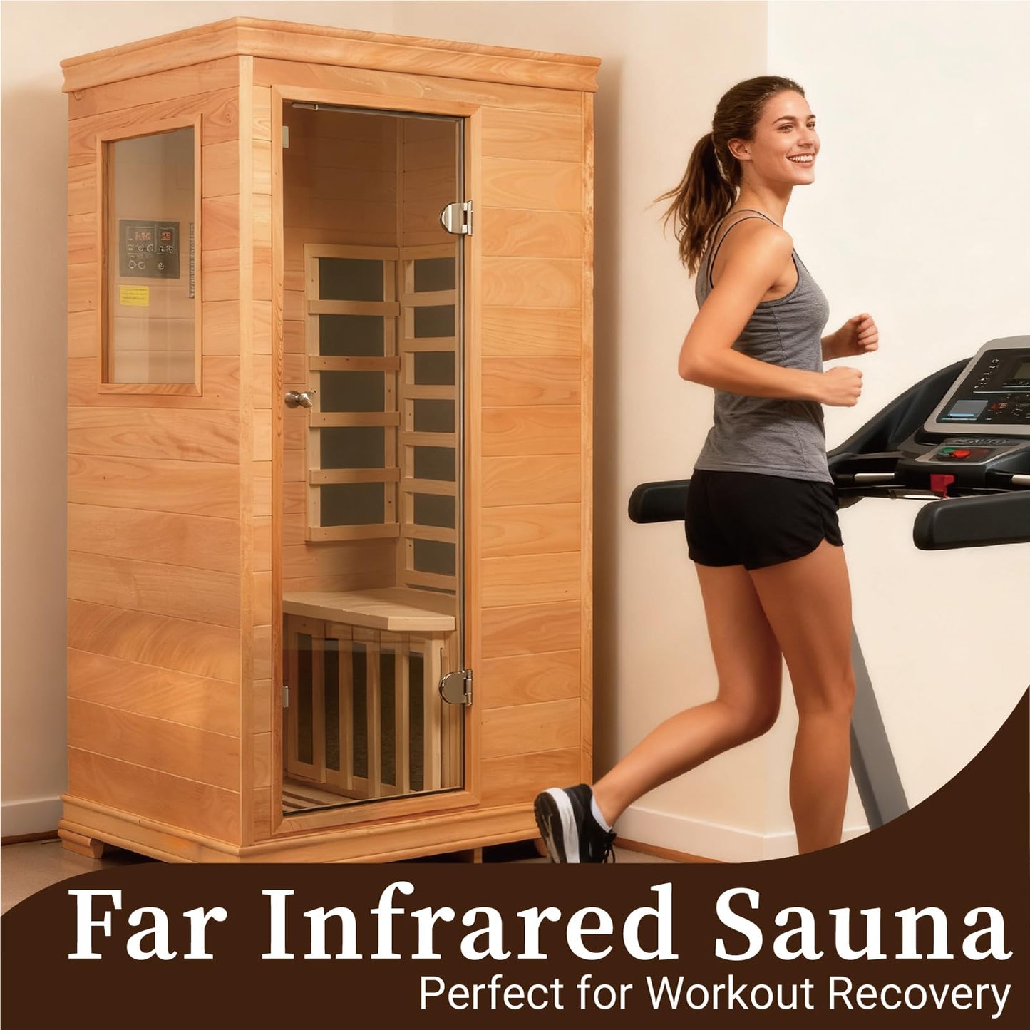 1 Person Infrared Dry Sauna for Home, Low EMF Indoor Sauna, Premium Wood Build with 960W Carbon Panels - Home Sauna for Daily Relaxation & Wellness, 35 * 27 * 61 Inch,Ventilation & Storage Tray