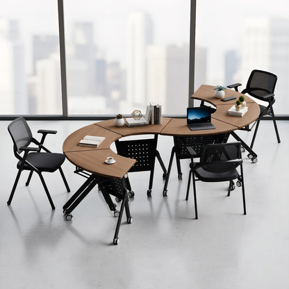 Usosidam Folding Conference Room Table with Wheels, Flip Top Mobile Training Room Tables, Modular Rolling Meeting Table, Space Saving Conference Tables for Office Classroom Seminar, 6-12 Person（8pcs）