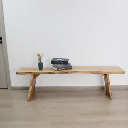 BALANBO Elm Wood Dining Bench Bedroom BenchesIn Footrest Stool Accent Bench for Entryway Dining Room Living Room Bedroom End of Bed Long 63IN