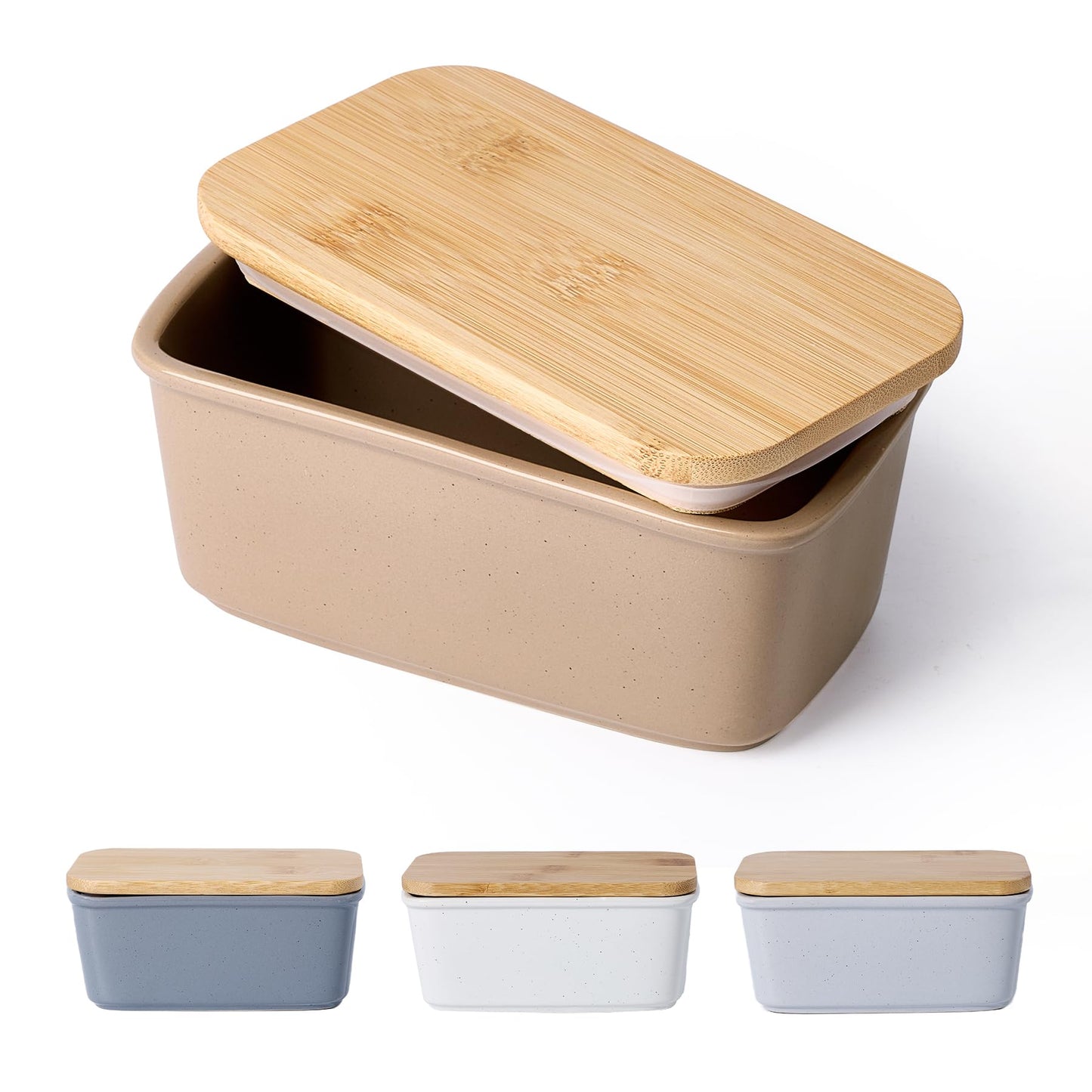 Famiware Milkyway Butter Dish with Lid for Countertop, Large Ceramic Butter Dish, Butter Keeper Holder with Airtight Cover, Kitchen Decor and Accessories for Kitchen Gifts (Cinnamon Brown)