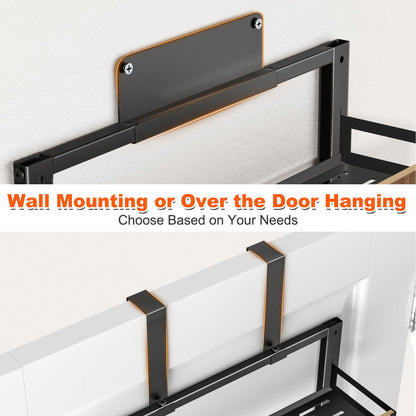 Aquzee Heavy Duty Pantry Door Organizer, 6-Tier Over the Door Pantry Organizer, 2 IN 1 Hanging Wall Mount Spice Rack, Adjustable Baskets, Spice Organization for Cabinet Kitchen Closet