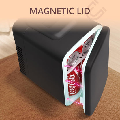 EUHOMY Mini Fridge, 4 Liter/6 Cans Portable Cooler and Warmer for Skin Care, Cosmetics, Beverage, 4L Makeup Mini Fridge