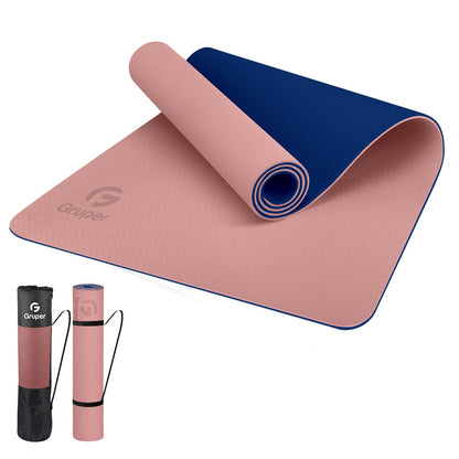 Gruper Yoga Mat Non Slip Thick 1/3'', Eco Friendly Fitness Exercise Mat with Carrying Strap,Pro Yoga Mats for Women,Workout Mats for Home, Pilates and Floor Exercises