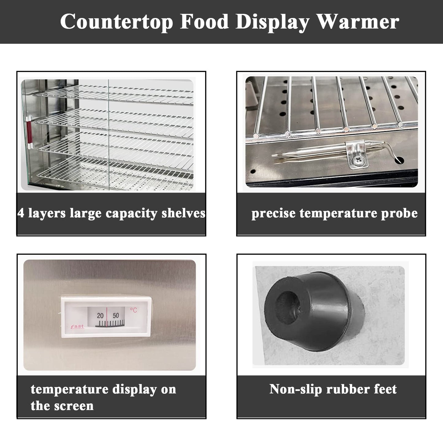 Countertop Pie Warmer Hot Food Display Cabinet Glass Warming Showcase 25" 4 Shelves 1kw (580)