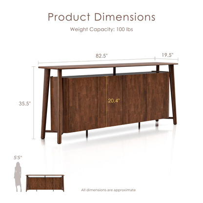 Furniture of America Nazaen IV Mid-Century Modern Solid Wood 82.5-inch Sideboard Buffet Cabinet with Hidden Drawers, Credenzas for Living Room, Dining Room, Office, Rich Walnut